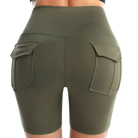 Womens Quick-Dry Yoga Shorts Sports Fitness Running Pants with Pockets - Image 4