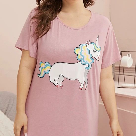 Cartoon Night Wear Sexy Night Dresses Women Pajamas Sleepwear Nightgowns Plus Size Unicorn Print Women Night Dress - Image 3