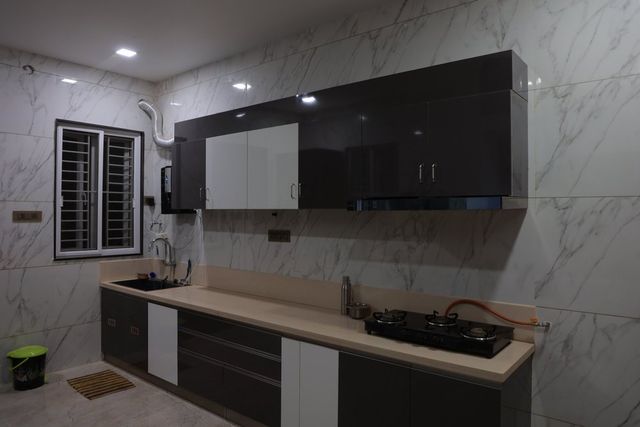 Commercial Kitchen Designers, Restaurant Interior Finishing Polished Brand Magical Designs Color Brown and White Work Done Wood Work & - Image 1