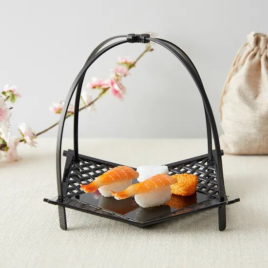 Square Plastic Red Black Japanese Sushi Plate Weight 80g Origin China Shape Rhombus Feature Durable Specification ABS Usage No Microwave - Image 2