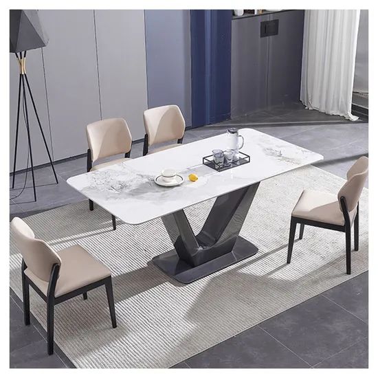 Luxury Dining Table Set 6 Chairs Sinered Stone Full Dining Table - Image 2