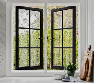 Black French Windows Aluminum Alloy Outdoor Interior Protective Metal Doors and Windows - Image 4