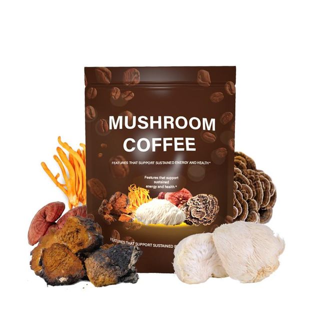 Brand OEM Organic Maitake Turkey Tail Reishi Chaga Lion's Mane Mushroom Extract Black Instant Mushroom Coffee - Image 4