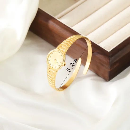 Stainless Steel Bangle with 18K Gold Plating Hydraulic Formed - Image 5