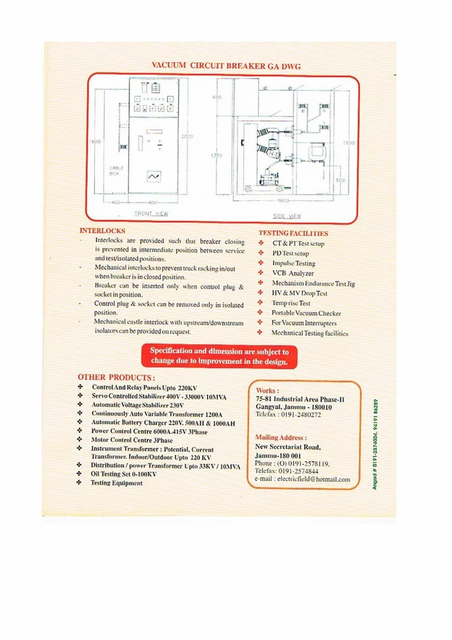 Three Phase 1250A Indoor VCB Panel Power 11KV Voltage 22 kV Material CRCA Bus Bar Copper Warranty 1years Phase Three - Image 7