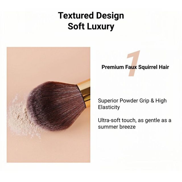 BSFL Professional Gold Electroplated Powder Brush - Vegan Faux Squirrel Hair - Luxury OEM/Private Label Ready makeup brush - Image 4