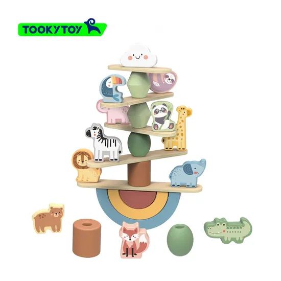 Children's Wooden Stacking Toys Animal Balance Building Blocks - Image 1