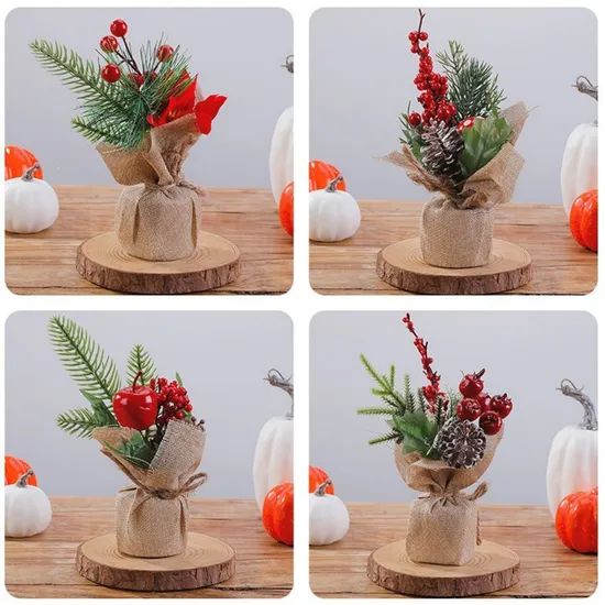 Desktop Artificial Plastic Mini Christmas Tree with Decorations Xmas Tabletop Tree - Image 1