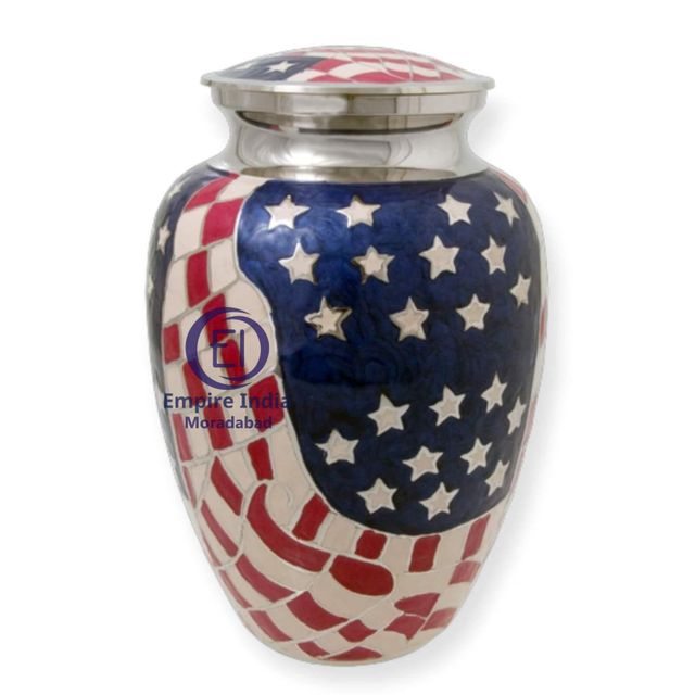 American Flag Theme Aluminum Adult Cremation Urn, Patriotic Memorial Supplier, Empire India - Image 3