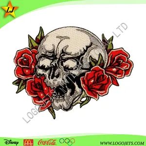 Custom Skull Rose Flower Patch Origin China Trademark OEM HS Code 58071000 Sample Time 6 Days Technics Embroidered Transport Package Single - Image 2