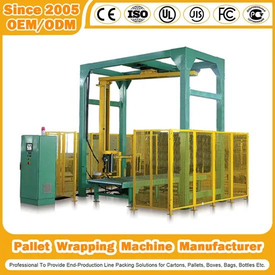 Automatic Wrapper Pallet Stretch Packing Inline Rotary Arm Wrapping Machine Manufacturer for Generator/ Steam Turbine/Electronic Instrument - Image 2