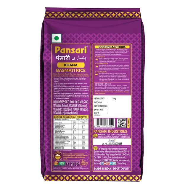 Pansari Khana Khazana Fortified Basmati Rice 5kg | Premium Dried Long Grain for Wholesale - Image 3