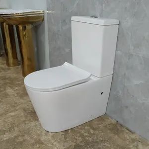 Australian Style Back to Wall Wc S-Trap P-Trap Available Ceramic Rimless Two Piece Toilet - Image 4