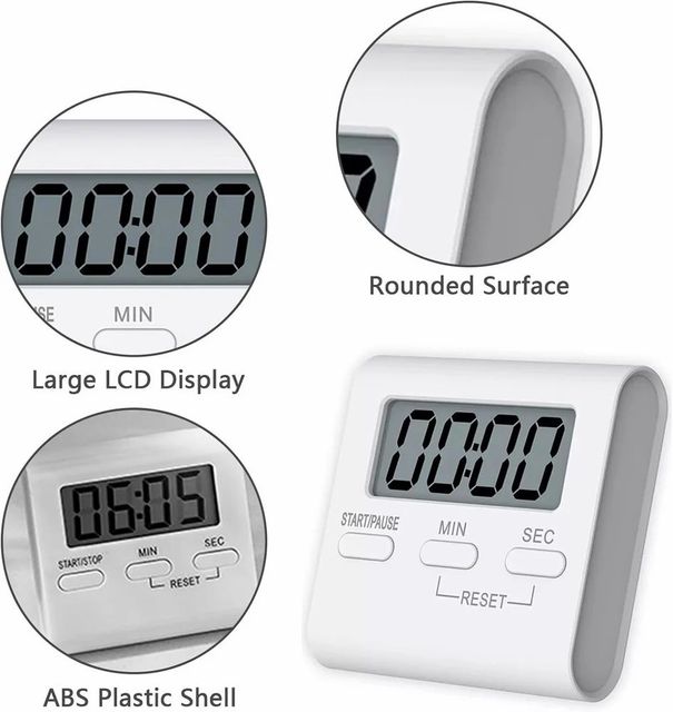 Square Timer, Small Digital Kitchen Timers, Timer for Cooking, Digital Stopwatch with Loud Alarm - Image 4