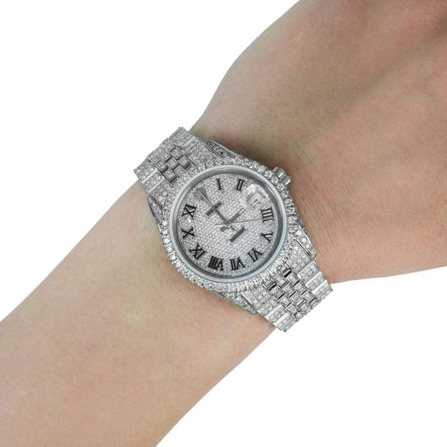 Rolex Datejust Custom Diamond Pave Jubilee Band Diamond Dial Bezel 36mm Watch - Image 3