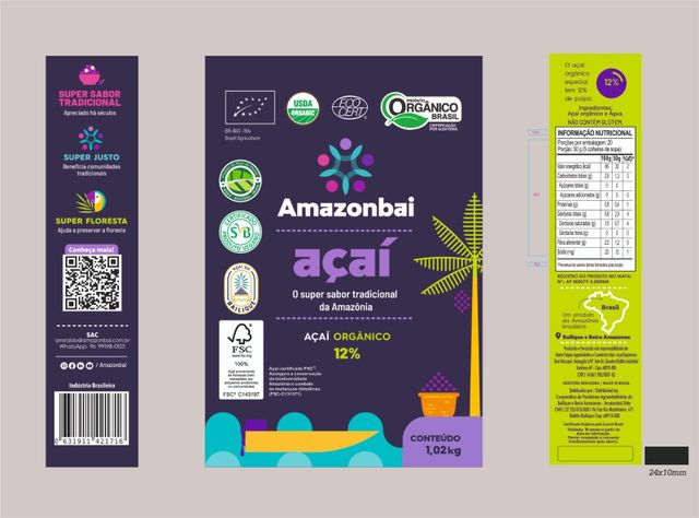 Organic Wild-Harvested Açaí Pulp 14% Solids Thick - USDA/EU Certified, FSC, Premium Amazon Origin - Image 1
