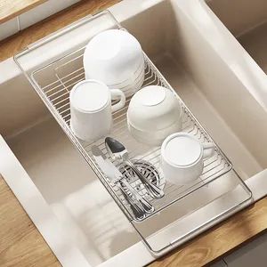 Expandable Dish Drainers Stainless Steel Drying Rack Space-Saving Kitchen Dish Drainers - Image 4