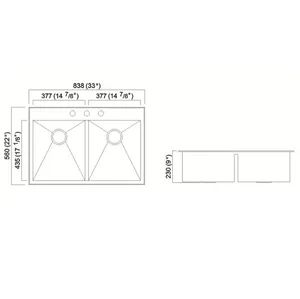 Stainless Steel 304 Double Basin Two Bowl Handmade Sink for Kitchen - Image 3