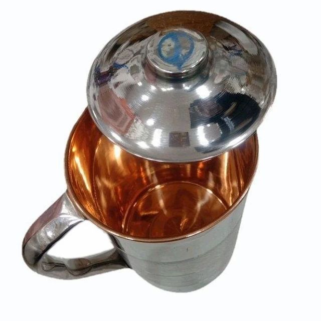 Silver Copper Jug, Capacity: 1.5 L Color Silver No.of Piece 1 Capacity 1.5 L Material Copper Shape Cylindrical Usage/Application - Image 5