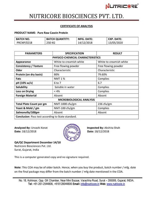 Muscle Building Bulk Pure Raw Casein Protein 1kg Place of Origin India Brand Name Healthoxide Type Nutrition Enhancers Model Number Pure Raw Casein Protein - - Image 3