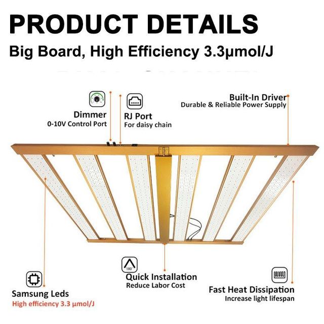 Advanced Led Grow Light 1300W with Wide Bar High PPE 3.3 µmol/J - Image 3
