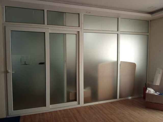 Office Partition , Fixed And 2 Sliding UPVC Doors Color Teak Colour, White Price Per Square Foot Rs 370, Rs - Image 1