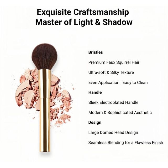 BSFL Professional Gold Electroplated Powder Brush - Vegan Faux Squirrel Hair - Luxury OEM/Private Label Ready makeup brush - Image 3