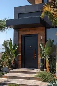 Modern Style Cast Metal Front Entrance Door - Image 2