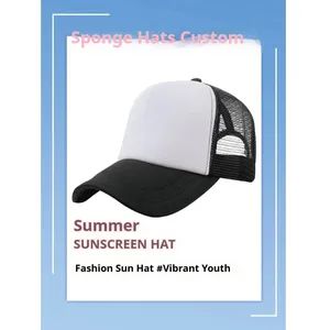 Custom Logo Sponge Mesh Hat Cap Hat Baseball Cap Snapback Cap Trucker Cap - Image 2