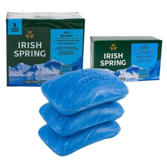 Wholesale Irish Spring Icy Blast Deodorant Bar Soap 3.7 oz – 3 Pack - Image 1
