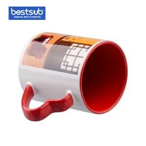 Js Coatings Sublimation Mugs 11oz Inner Rim Color Mug with Heart Handle (Red) - Image 4