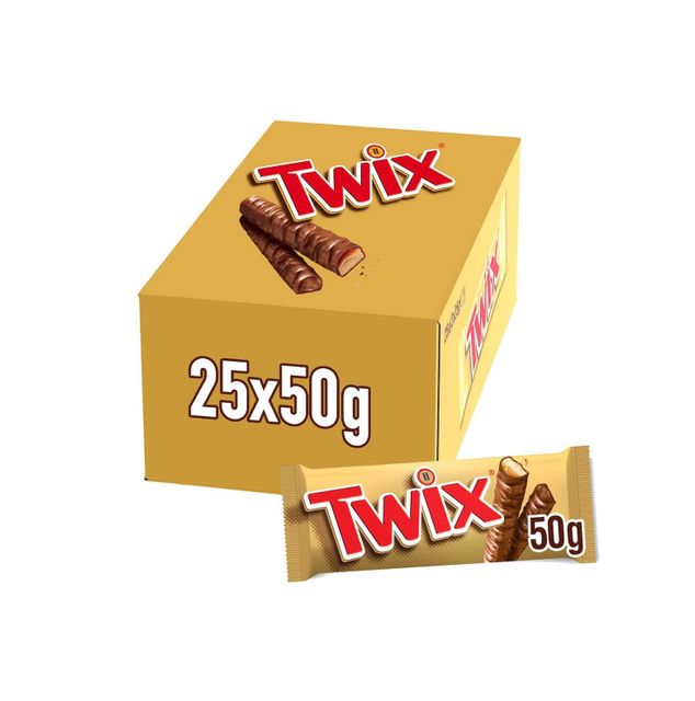Twix Twin Chocolate Bars - 50g - Pack of 12 (50g x 12 Bars) - Image 1