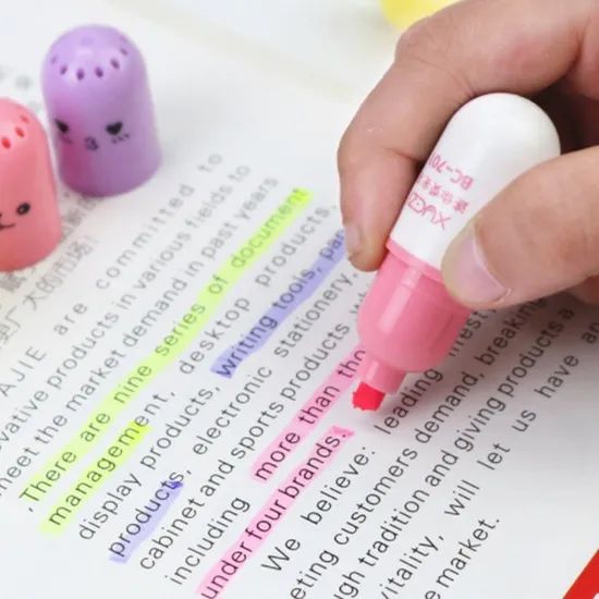 Promotional Custom Logo Mini Multi Color Pill Shaped Highlighter Marker Pen - Image 6