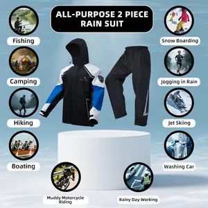 Wholesale Portable Rain Jacket Set Unisex Motorcycle Raincoat Pants for Outdoor Use - Image 3