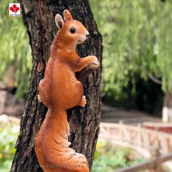 Outdoor Resin Sculpture Garden Decor Simulation Squirrel Tree Hanger - Image 2