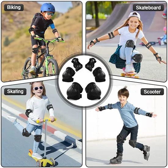 6PCS Elbow Knee Pads Wrist Guard Kids Nylon Multi Color 100pcs MOQ 15D Mesh Bag - Image 5