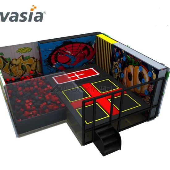 Hot Sale Kids Free Zone Jumping Trampoline Park Age Children Origin China Shape Square Trademark Vasia Dimension >16ft Certification - Image 1