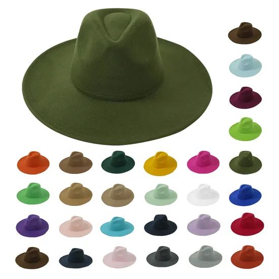 Western American Cattleman Men Cowboy Hats Women Wide Brim Fleece Felt Fedora Hat Panama Hats - Image 1