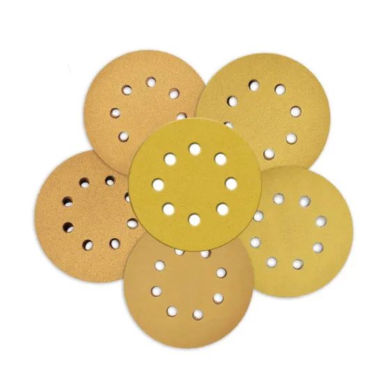 8 Hole Abrasive Tools Gold Sand Paper Hook and Loop Trademark PK Specification 5inch Particle Size Abrasive Application Metal - Image 2