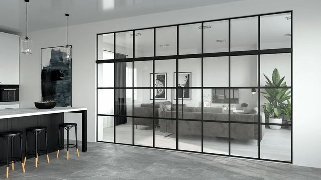 Aluminium Glass Partition Height 8 feet Design luxury Finishing perfect Open Style Sliding Material Aluminum Alloy Country of Origin Made in - Image 2