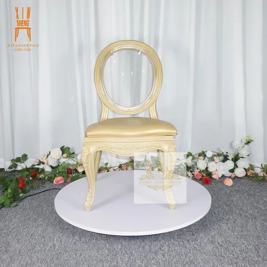 Gold PP Frame Clear Back Resin Rental Hotel Wedding Stackable Party Chair - Image 1