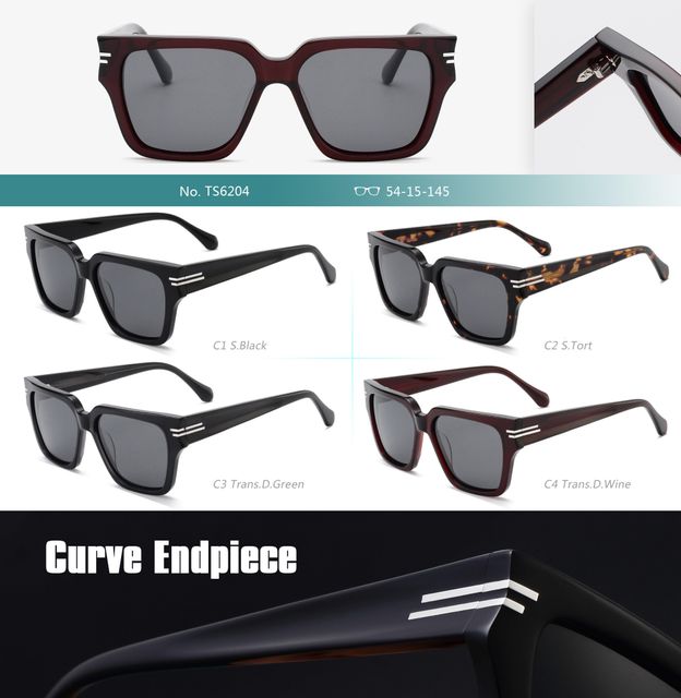 Designer's New Acetate Polarized Sunglasses - Decorative Hardware - Curved Temples - Eyewear Factory - Image 4