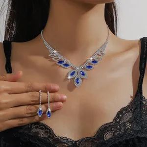 Good Quality Hoyon Gemstone Jewelry Set Royal Blue Red Colorful Diamond Rhinestone - Image 4