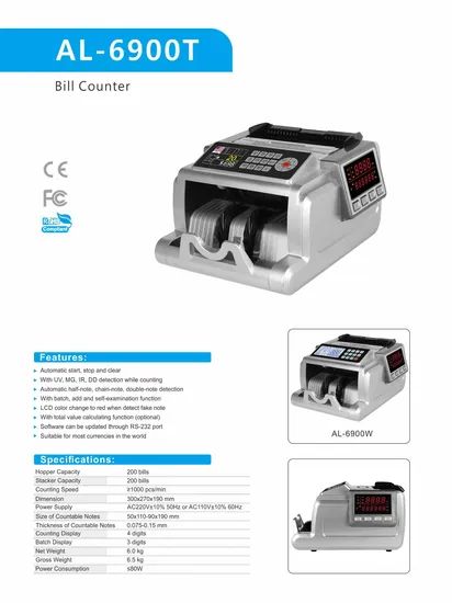 Al-6900W Multi-Function Money Counting Machine Money Detector - Image 5