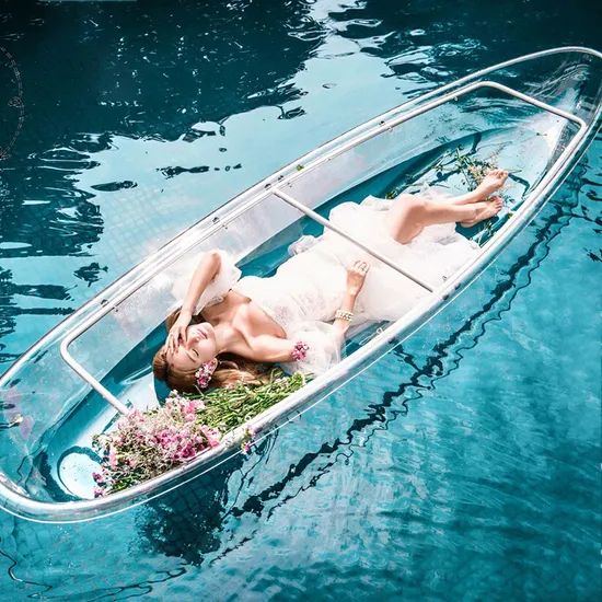 Hot Selling Transparent PC Boats for Two Person/Single Hand Rowing Water Play Activity - Image 5