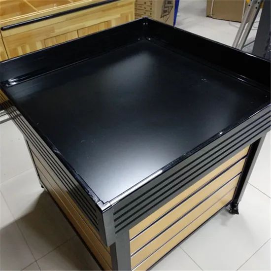 Market Promotion Table Vegetable Display Woden Rack Table with Wheels - Image 4