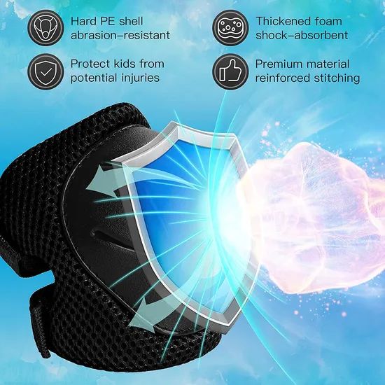 6PCS Elbow Knee Pads Wrist Guard Kids Nylon Multi Color 100pcs MOQ 15D Mesh Bag - Image 6