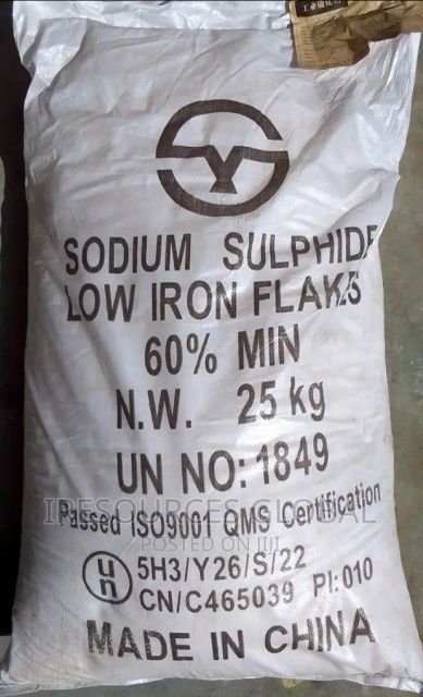 Sodium Sulfide 60% is an industrial chemical compound (formula Na₂S) typically supplied as yellow fla - Image 4