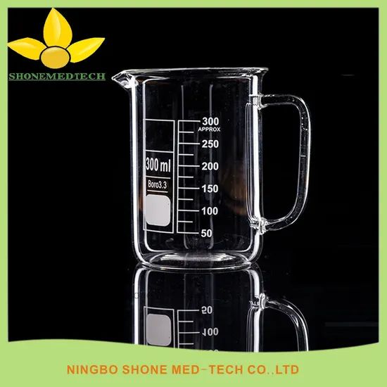 Lab Glass Measuring Cup Origin China Trademark SHONE Model NO. SH-BC HS Code 70179000 Port: Ningbo, China Capacity 5ml to 5000ml - Image 1
