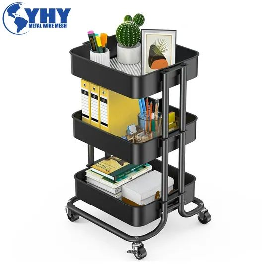 Portable Rolling Trolley Cart Kitchen Storage Utility Cart - Image 5